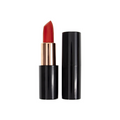 Red lipstick with black casing on a white background