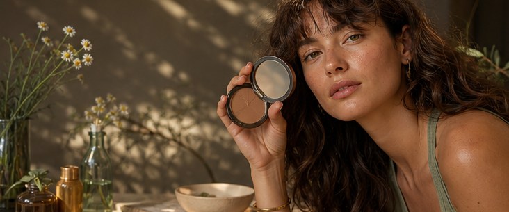 Clean beauty routine with organic makeup